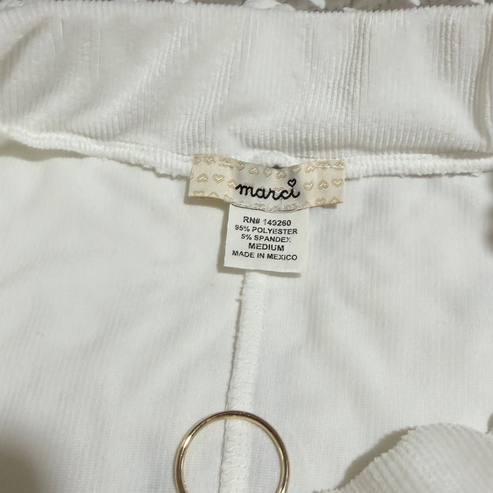 MARCI White Front-Zip Pocket Skirt Size M Stretch Ribbed 95% Poly 5% Spandex - Picture 5 of 6